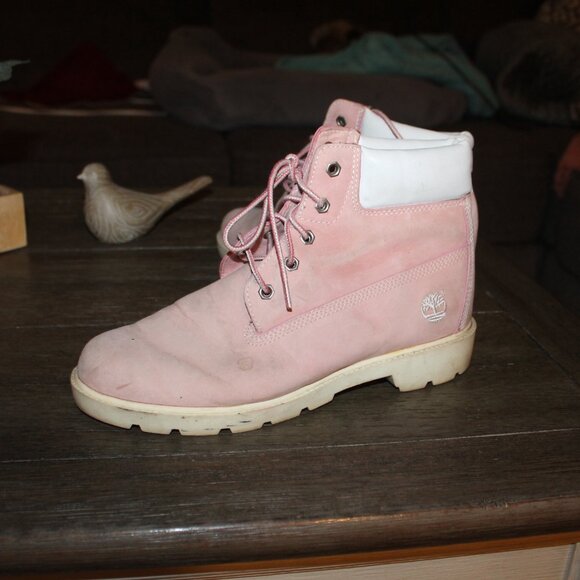 timberland pink leather hiking boots size 7M preowned - Picture 5 of 5